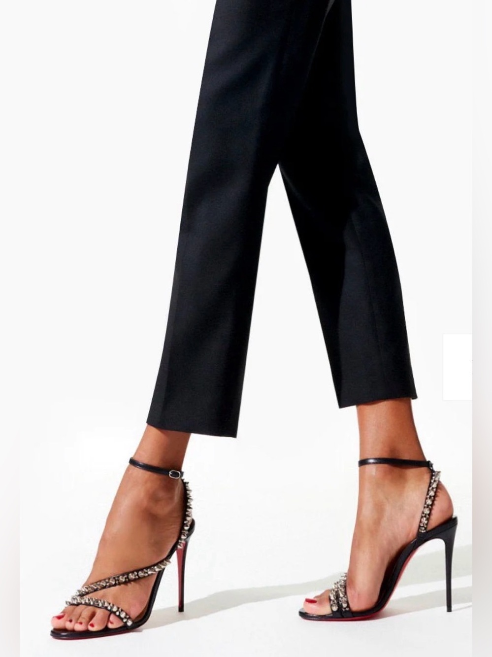 Christian Louboutin Mafaldina Spikes 100 Black Silver Leather Sandals EU 38 - Picture 1 of 11